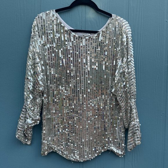 Vintage Judith Ann Creations Sequin and Silk Top - Picture 1 of 12